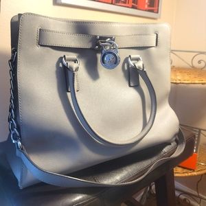 Michael Kors Large Grey Tote Chain Strap/Double Handle Shoulder Bag